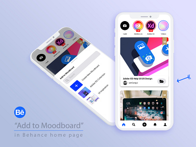 Behance "Add to Moodboard" Button in Homepage