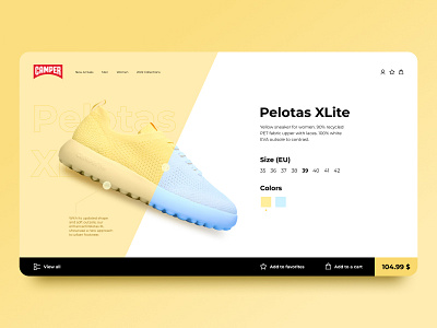 UX/UI Concept for Camper branding daily design ecommerce figma graphic design illustration inspiration landing page photoshop product card sneakers sport ui ui design ux web webdesign website yellow