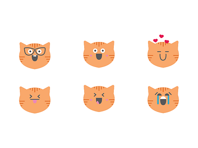 Orange Kitty Kat Emojis cartoon cat emoji emotions faces fun heart illustrator kitty orange silly vector