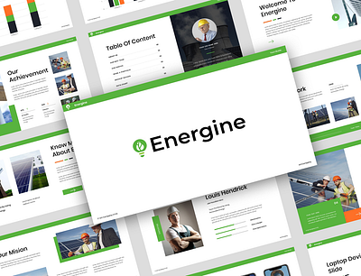 Energine - Solar & Renewable Energy Presentation Template business eco ecological ecology electric electrical electricity energy generator green industry innovation light panel photovoltaic pitch deck power renewable roof solar