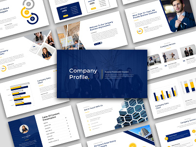 Company Profile - Business Presentation Template agency blue business clean company company profile consultant corporate creative finance google slides keynote modern personal branding photography pitchdeck portfolio powerpoint presentation startup