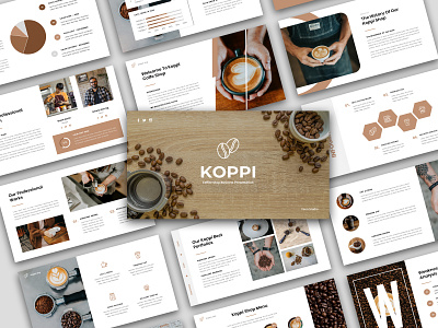 Koppi - Coffe Shop Presentation Template agency business capuchino coffee company creative data report ecommerce elegant entrepreneur excel modern pitchdeck portfolio powerpoint presentation shop