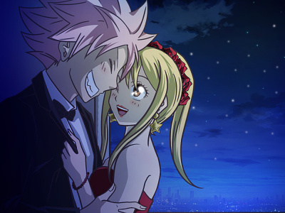 Natsu x Lucy anime art animecharacter fairytail illustration romantic
