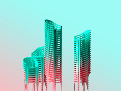 Flamingo Chair 3d art 3d artist blue branding concept morocco pantone2020 pastel color pink stacks