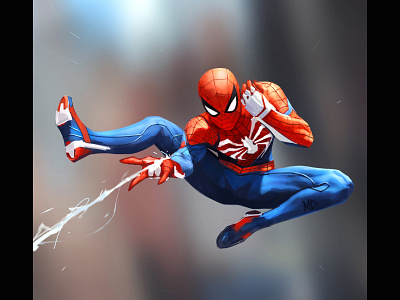 Webbin Time action art comics comicsart illustraion marvel marvelcomics painting paintings ps4 ps4spiderman spider man spiderman swinging web
