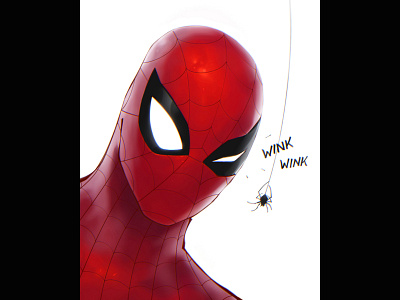 Spidey Wink art comics comicsart illustration ink marvel painting peter parker spiderman