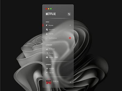 Netflix Widget Remake appdesign backgroundblur dailyui design menu netflix theme uiux uiuxdesign uiuxdesigner userexperience userinterface windows11