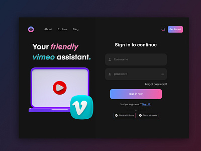 Vimeo Assistant Sign In Page