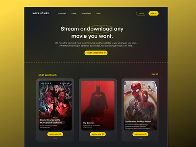 Nova Movies - Movie Site Landing Page clean ui dashboard imdb interface movie dashboard movies netflix product design series tv shows ui ux web app