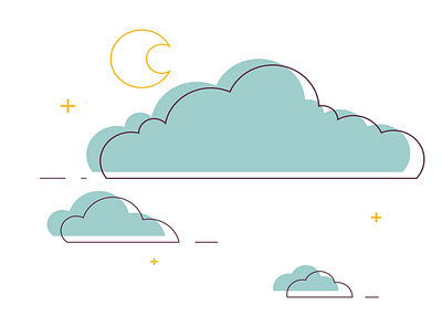 Clouds Illustration clouds design flat illustration minimal moon vector