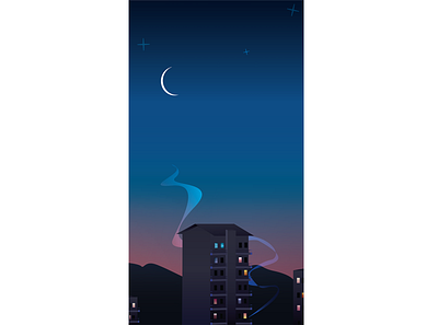 Seventh floor view buildings city city illustration cityscape cute art cute illustrations design illustration illustrator moon mountains night quarantine sunset vector vector art vector illustrations view windows