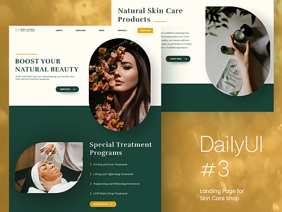 Daily UI #3 Landing Page for Skin Care Shop app challenge dailyui design design challenge facial massage landing page skin care skin care shop ui ui design ux ux design
