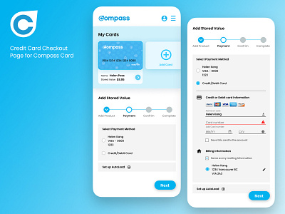 Daily UI #2 Credit Card Checkout page for Compass Card app bc translink challenge compass card dailyui design design challenge payment process ui ux vancouver