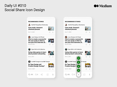 Daily UI #010 Social Share Icon Design (Redesign Medium App)