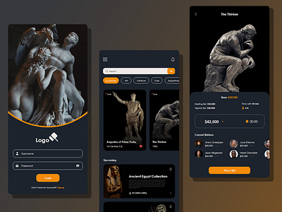 Auction App UI adobephotshop adobexd app auction auctionapp bid bidding biddingapp design graphic design liveauction mobileapp mobileappdesign mobileappui photoshop ui xd