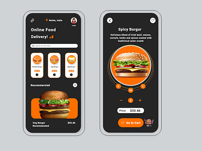 Online food delivery UI design design ui xd