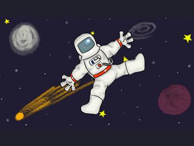 Spaceman lost in space 2danimation astronaut cartooning illustration space