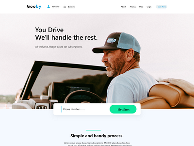 Gooby car servise agency graphic design landing page design ui ux website