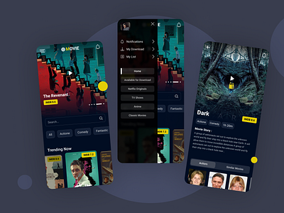 Movie UI App actors app buy design find graphic design icon movie series typography ui ux watch