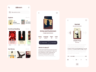 E-Book App app book booking branding design lbrary reading ui ui designe