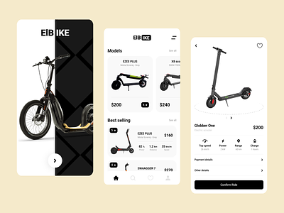 Electro scooter app app booking buy design e commerc electro scooter scooters ui ui designe ux ux designe