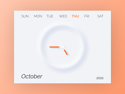 Minimal clock interface design app beanding calender clock colors days design figma font graohic minimal neomorphic neomorphism printing simple time typography ui ux view