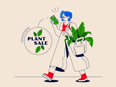 Plant Sale blue character character design color debut design drawing flat green illustration illustration art illustrator minimal nature red style vector