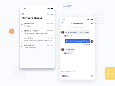 Conversations chat conversation conversational ui message app mobile ui