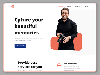 Personal Photography Landing Page app design landing page landing page design login personal blog personal portfolio photography photography landing page trending ui ui design uiux vector