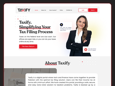 Taxify Tax Firm Landing Page Design adobe xd app app design design figma landing page login logo product design tax firm tax landing page ui uiux uiux design user experience design user interface design website design