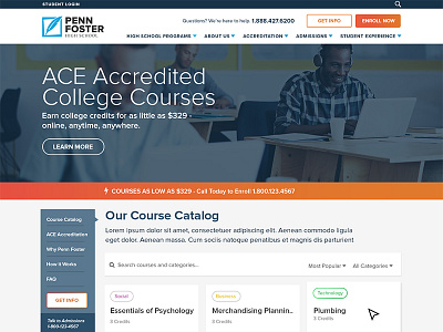 College Course Microsite Wireframe