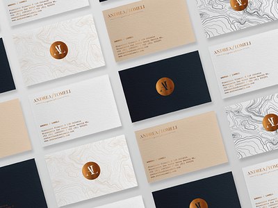 andrea/lomelí branding business cards corporate identity gold honeymoon stationery