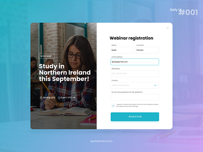 Sign Up Webinar | DAILY UI 001