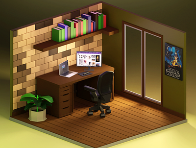 My Setup 3d blender illustration isomtric lowpoly room setup