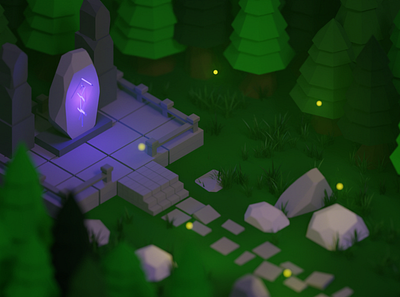 Altar 3d altar blender environment forest illustration isometric lowpoly