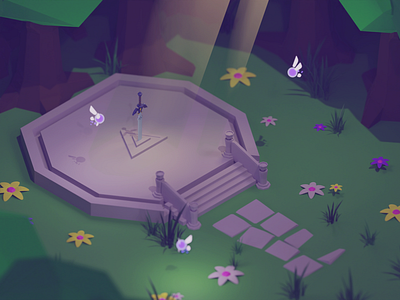 Master Sword Fan Art 3d blender environment fan art illustration isometric link lowpoly master sword sword zelda