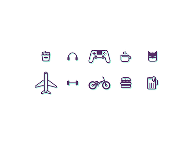 Iinterest Resume Icons batman beer bmx burger coffe gym icons music playstation popcorn travel