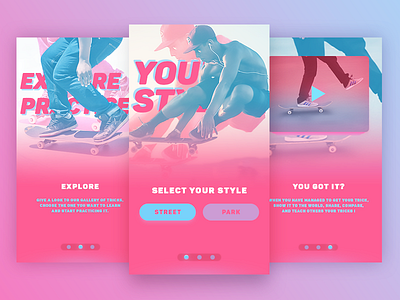 #DailyUi: #023 Onboarding 023 blue dailyui onboarding pink skate skateboard skateboarding skater uiux