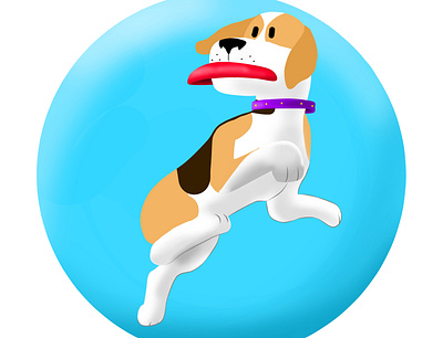 Dog catching a disc illustration