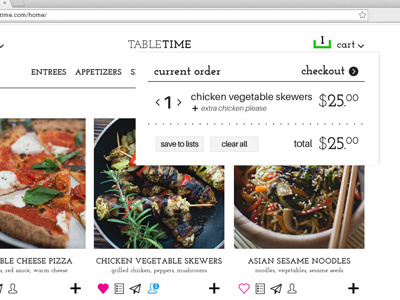 Table Time - Cart cart check out icons menu online order quick view shopping summary