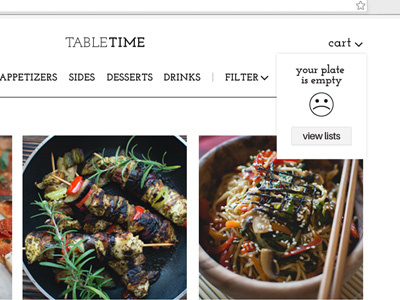 Table Time - Empty cart view drop down empty cart