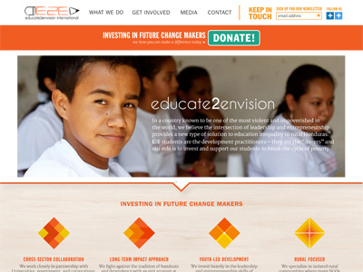 Educate2Envision education home page mission non profit statement