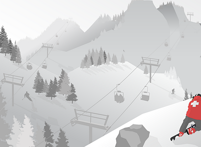 Ski illustration technical illustration vector illustration