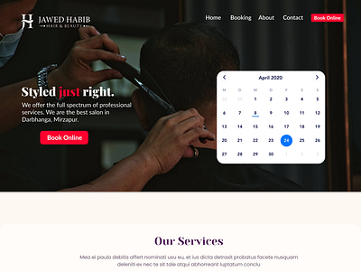 Website UI for Jawed Habib Salon