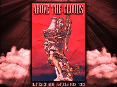 "Above the Clouds" Poster album angels design gold grain graphic graphic design heaven hell hiphop holy music poster rap rapmusic religious statue sublime