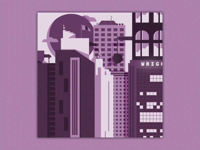 It's a Big City after effects animation cat character construction design illustration motion motion graphics purple