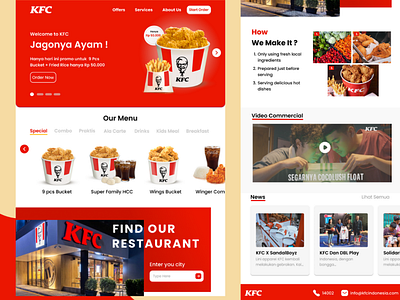 KFCku Landing Page Redesign fastfood food food app kfc kfc website kfcku red redesign ui uiux design uiuxinspiration website