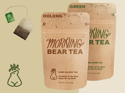 Morning Bear Tea bag bear design drink flat graphic design illustrator lettering logo minimal paper tea typography