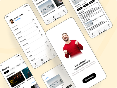 streaming mobile app ios ios app ios app design ios design landingpage mobile app mobile application movie movie app onboarding profile simple streaming streaming app subscribe ui