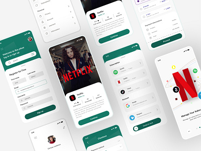 Subscription management mobile app android branding cards ui chart clean clean ui ios login management mobile mobile app password profile registration sign up uiux